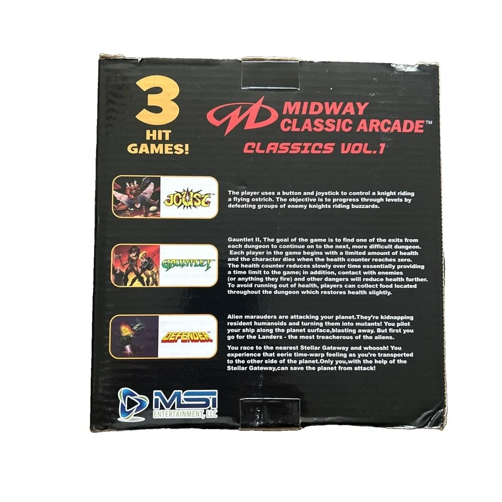 Midway Classic Arcade Plug & Play TV 3 Game Joust Defender Gauntlet 2 Vol 1 New